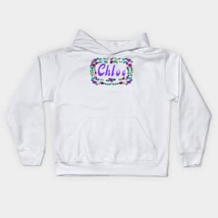 Top 10 best personalised gifts 2022  - Chloe personalised,personalized name in purple with floral border - custom name Kids Hoodie